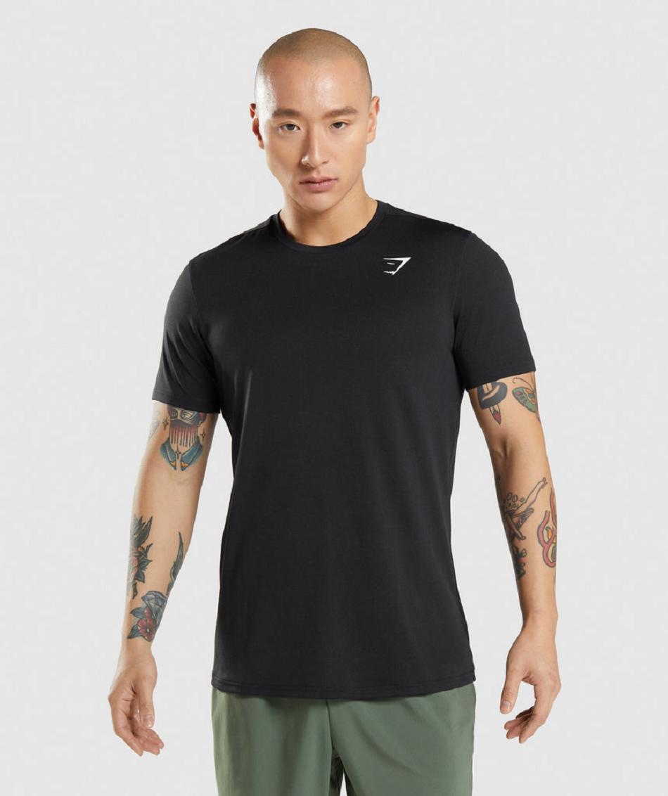 T Shirts Męskie Gymshark Arrival Czarne | PL 3787SGL